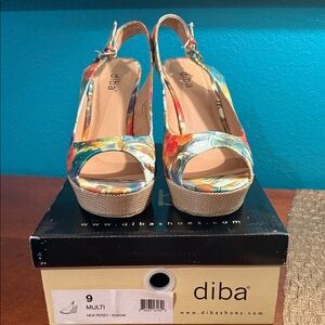 Diba Colorful Floral Platform Heels